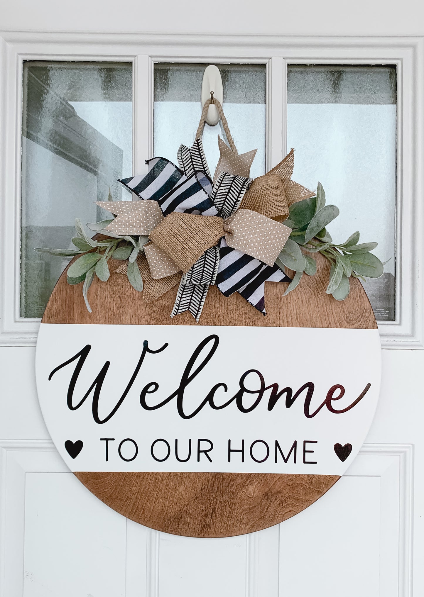 Welcome to our Home Hearts- Stain/White