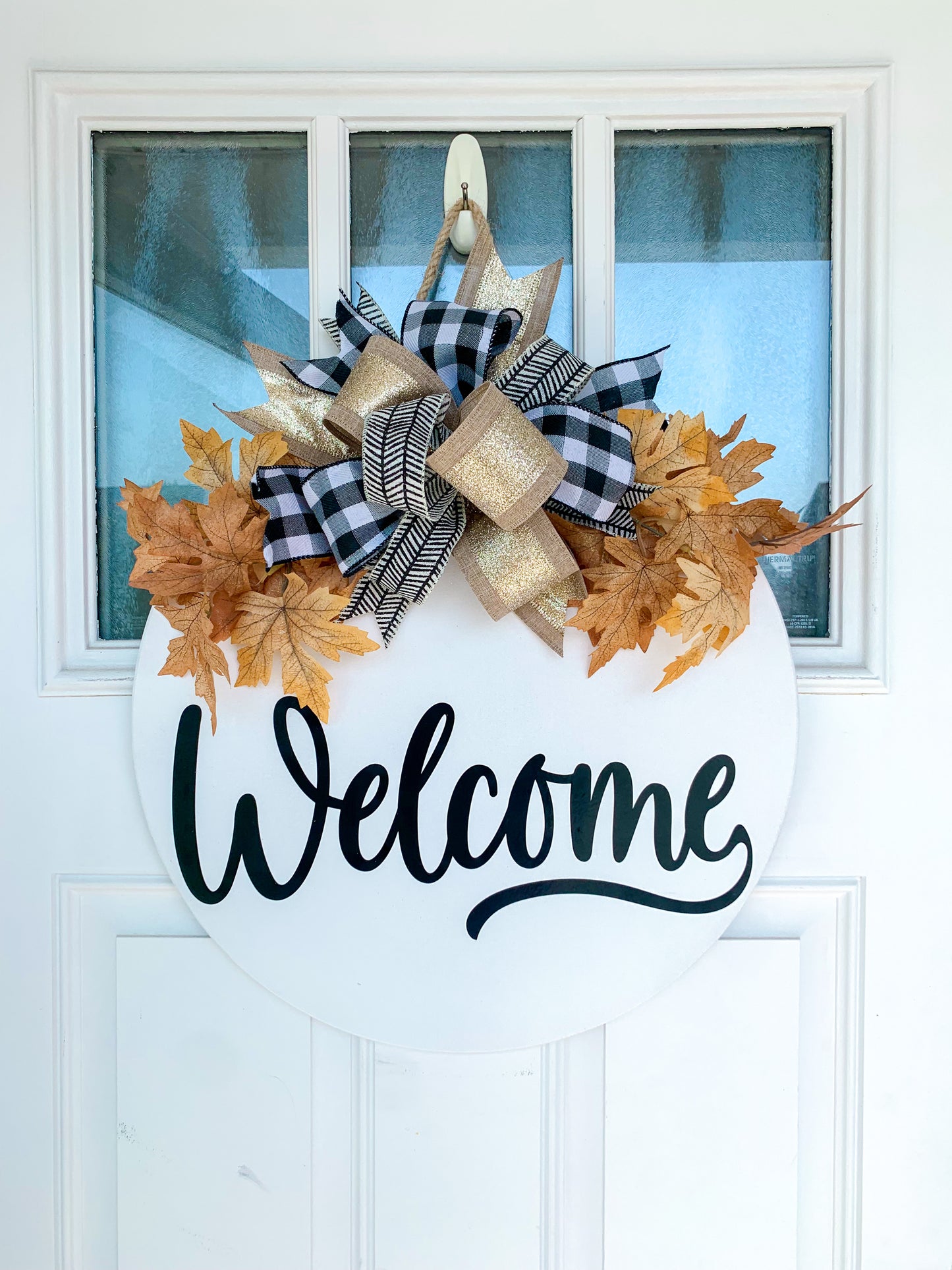 Welcome- All White/fall leaves